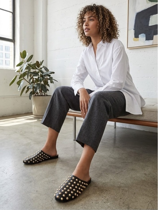 a new day Shoes - New with tags A New Day Studded Slide On Flats 8 gold hardware